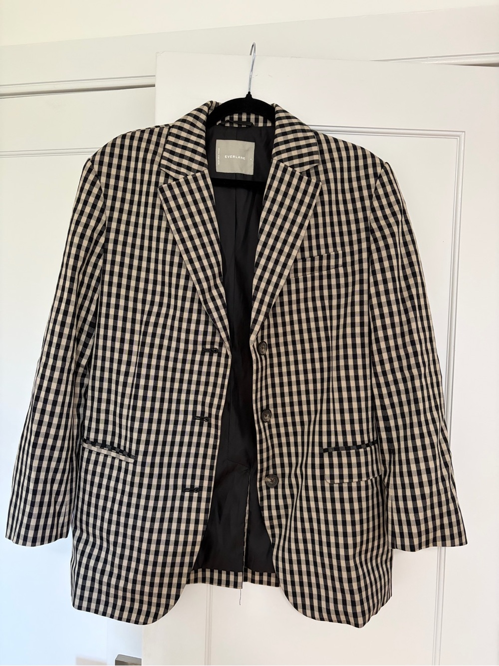 Everlane The 80s Blazer in Black + Cream Gingham - Picture 3 of 4